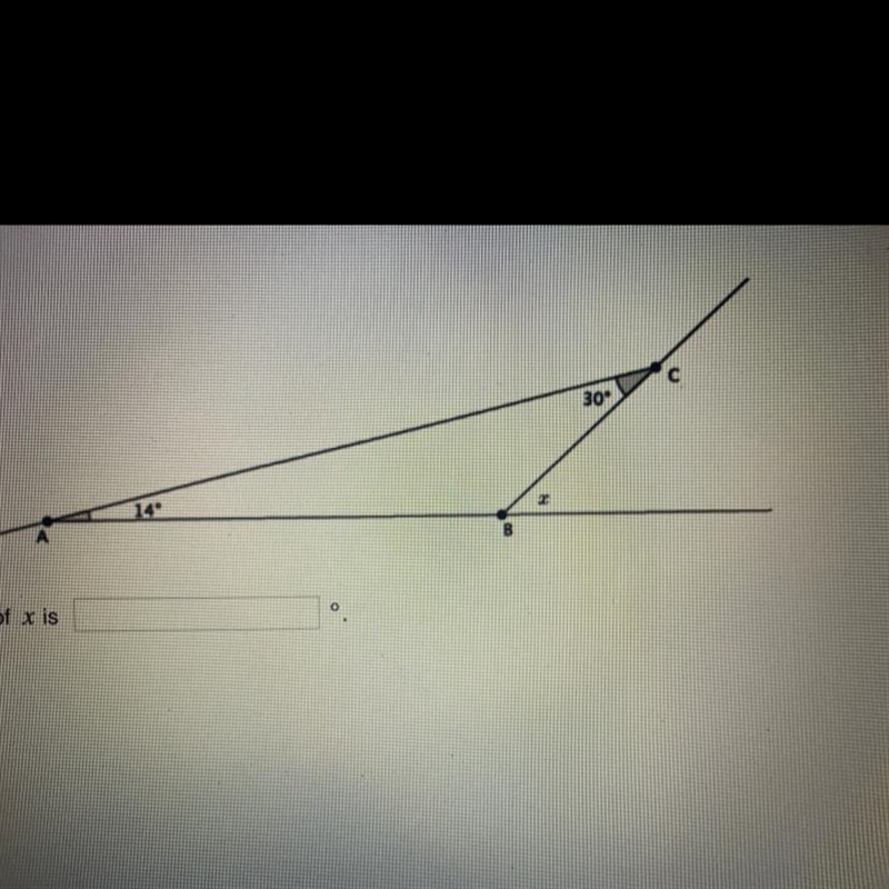 PLS HELP!! Given the diagram below, find the value of x. The value of x is-example-1