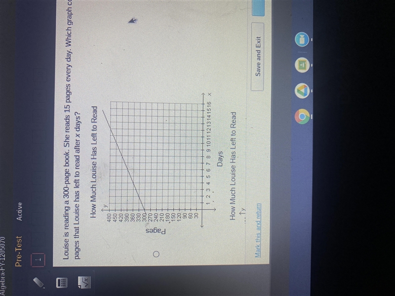 Louise is reading a 300 page book. She reads 15 pages every day. Which graphs correctly-example-1