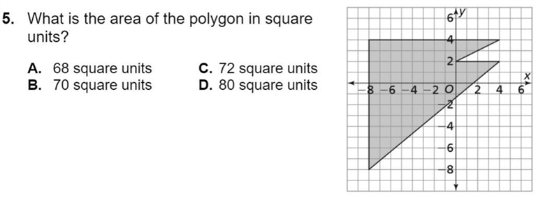 Please help, and please explain how you got the answer A. 68 square units B. 70 square-example-1