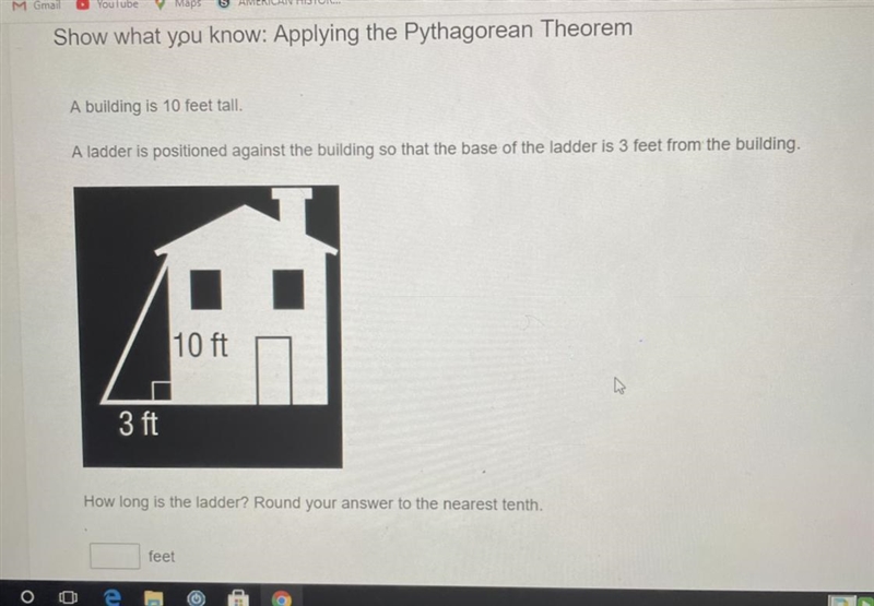 A building is 10 feet tall. A ladder is positioned against the building so that the-example-1