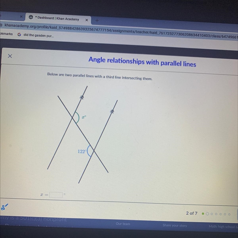 Below are two parallel lines with a third line intersecting￼ them-example-1