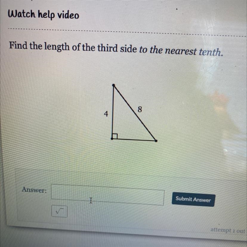 Find the length of the third side to the nearest tenth. 8 4-example-1