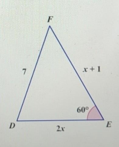 The triangle DEF is shown in the diagram. Find the exact value of x. ​-example-1