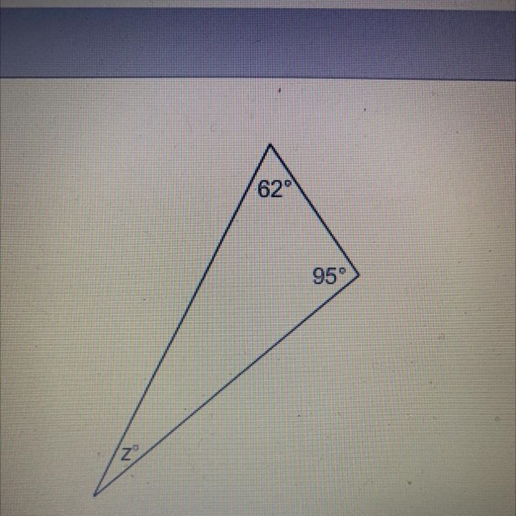 What is the value of z? 62 Enter your answer in the box. 95-example-1