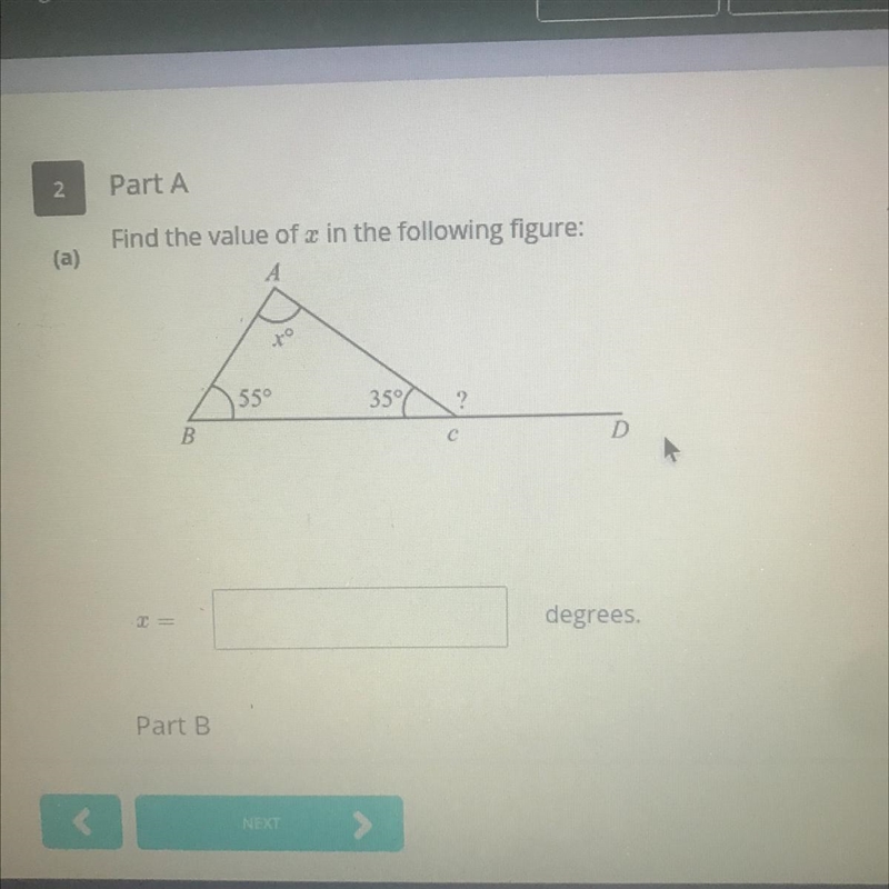 Find the value of x in the following figure-example-1