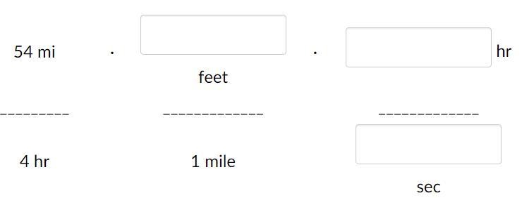 A cyclist travels 54 miles in 4 hours. Use dimensional analysis to convert the cyclist-example-1