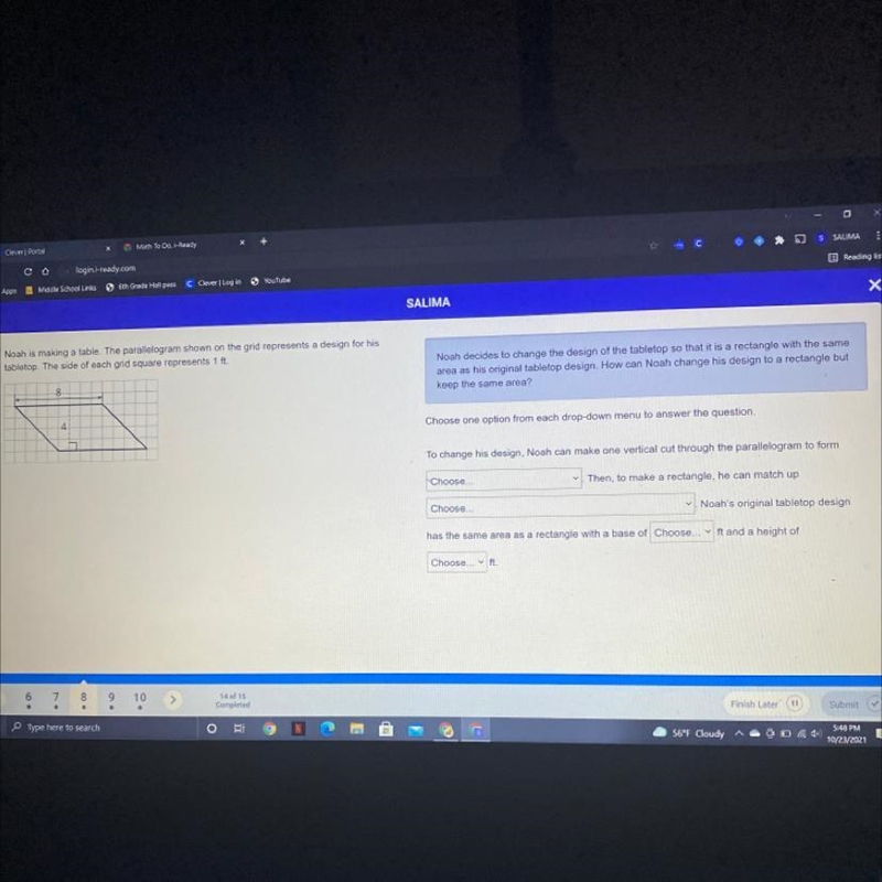 For his Noah decides to change the design of the tabletop so that it is a rectangle-example-1