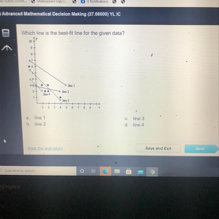 What is the best fit line for the given data-example-1