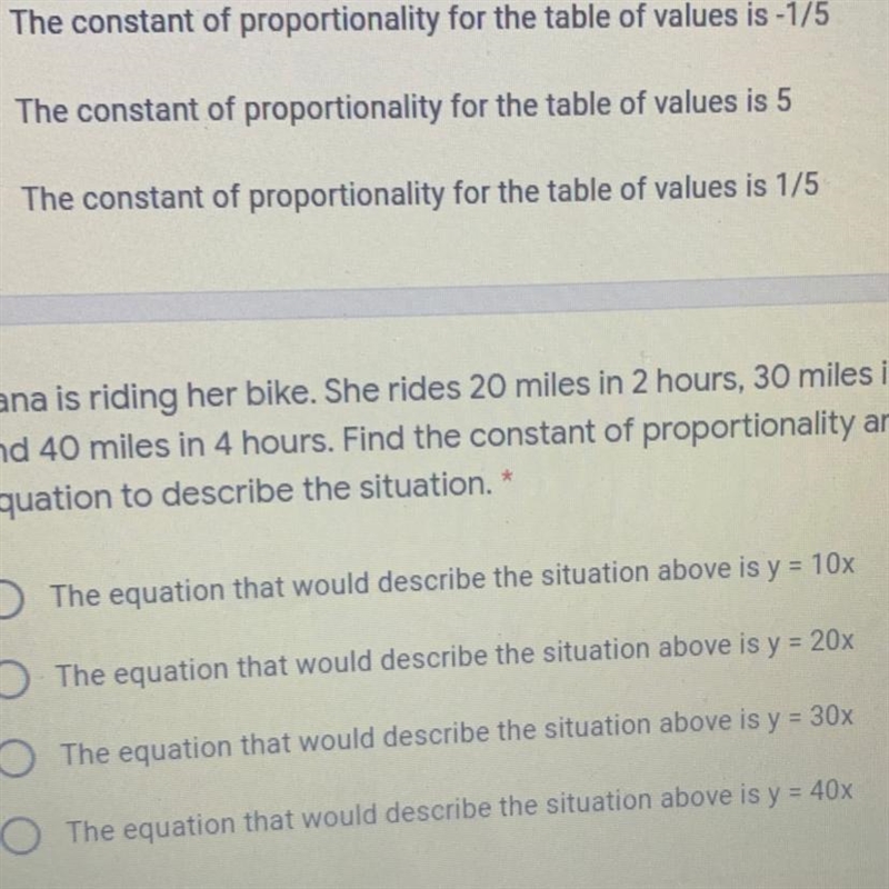 ￼Dana is riding her bike. She rides 20 miles in 2 hours, 30 miles in 3 hours, and-example-1