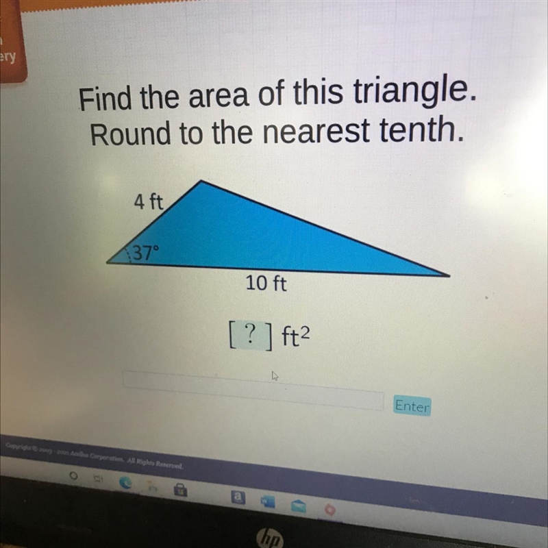 Find the area of the triangle. Round to the nearest tenth.-example-1