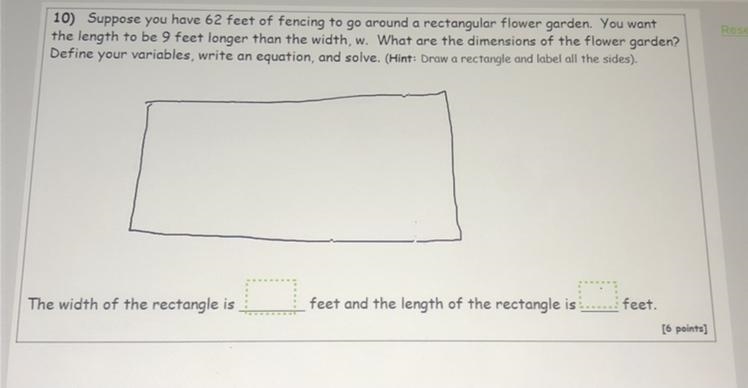 Suppose you have 62 feet of fencing to go around a rectangular flower garden. You-example-1