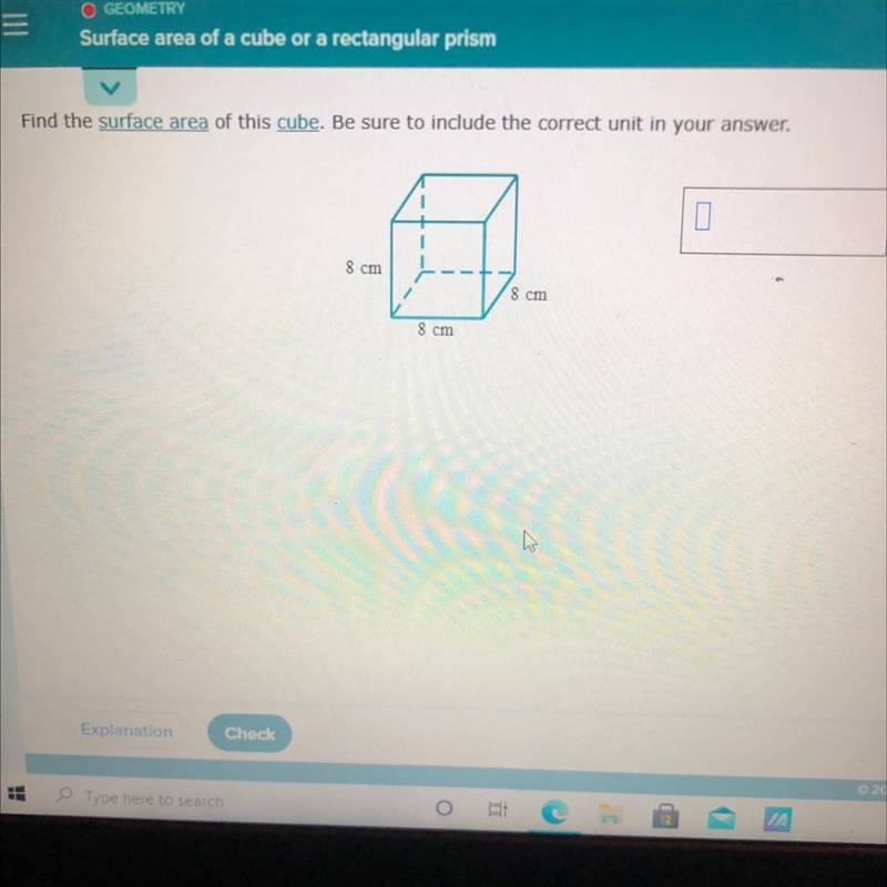 Find the surface area of this cube. Be sure to include the correct unit in your answer-example-1