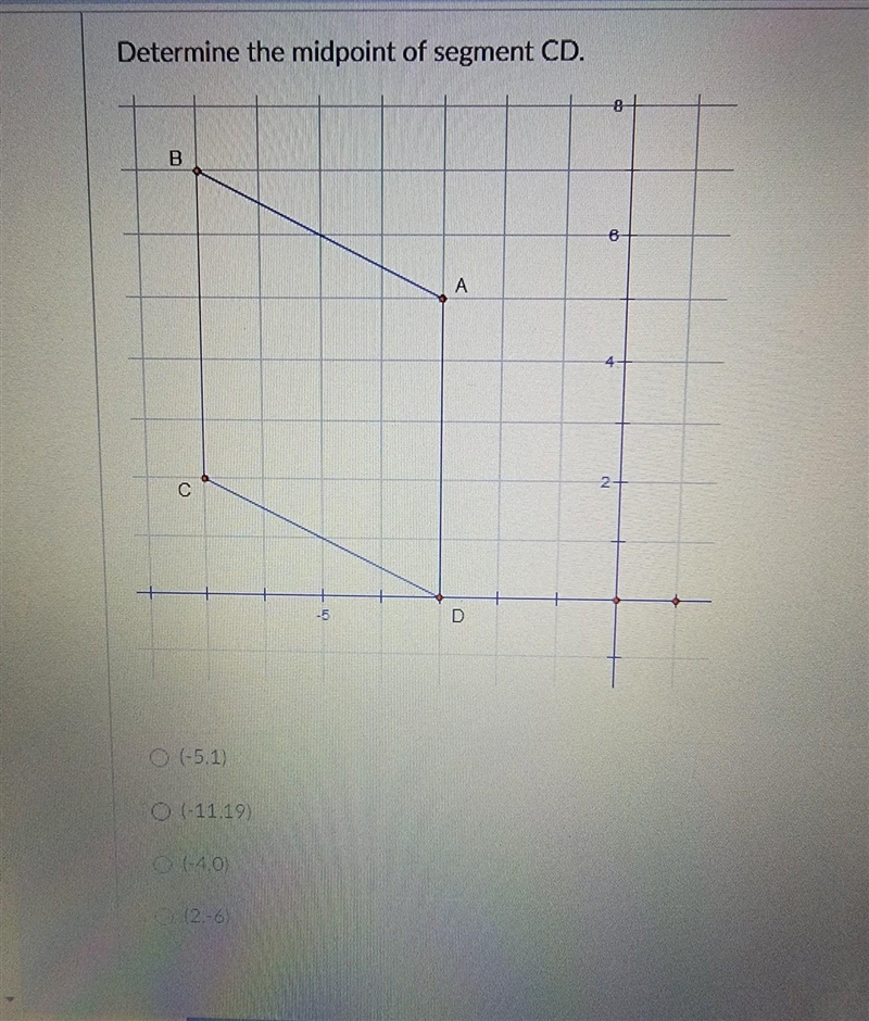 Determine the midpoint of segment CD​-example-1