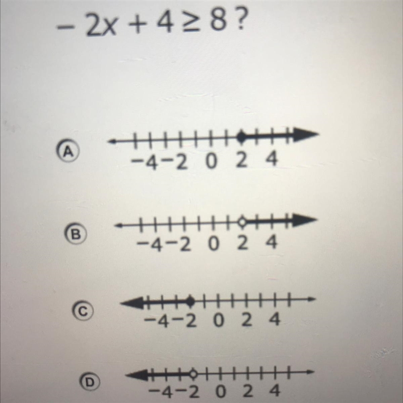 Which number line shows the solution to the inequality?-example-1