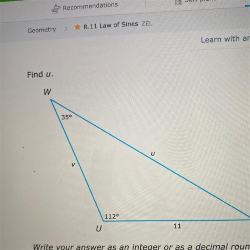 Find U Write your answer as an integer or as a decimal rounded to the nearest tenth-example-1