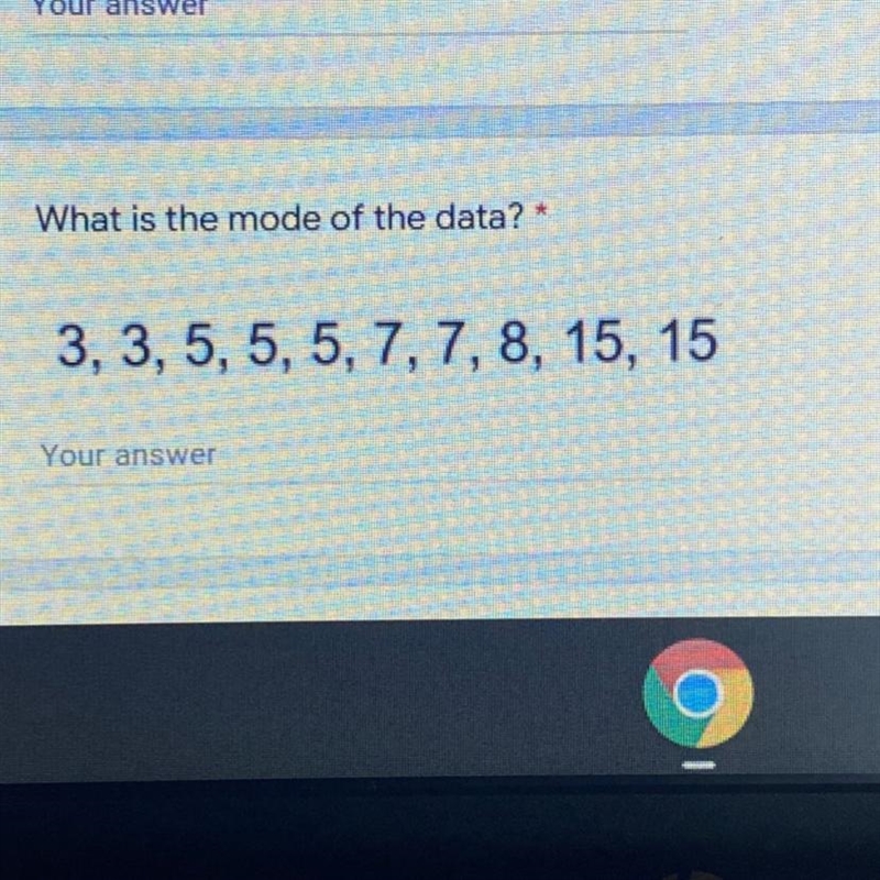 What is the mode of the data set ? 3,3,5,5,5,7,7,8,15,15-example-1