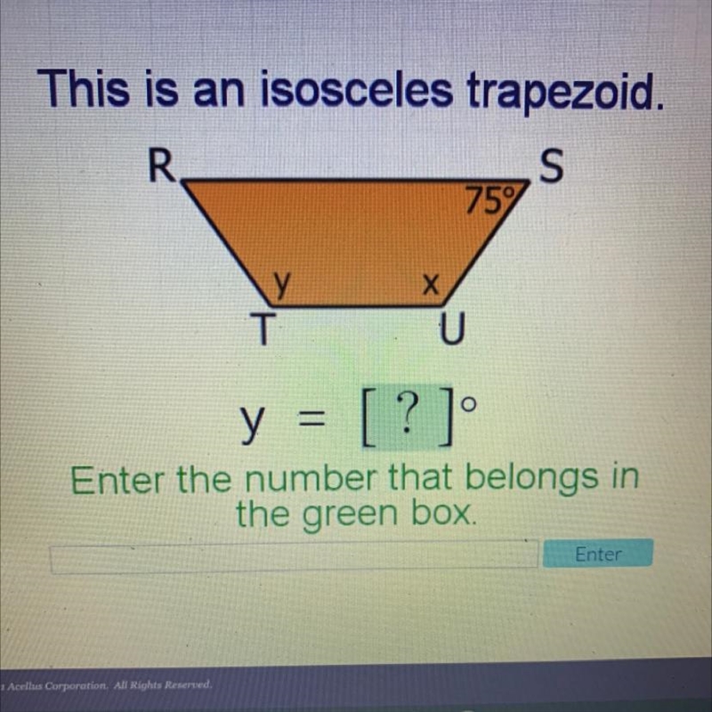 This is an isosceles trapezoid. R. s 75 X Y У T U-example-1