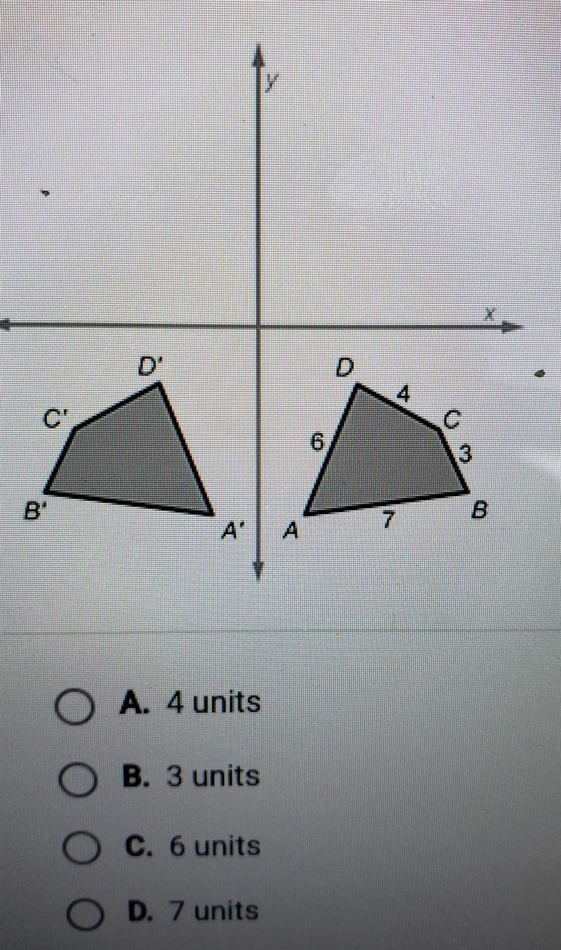 Quadrilateral A'B'C'D' is a reflection of Quadrilateral ABCD over the y-axis What-example-1