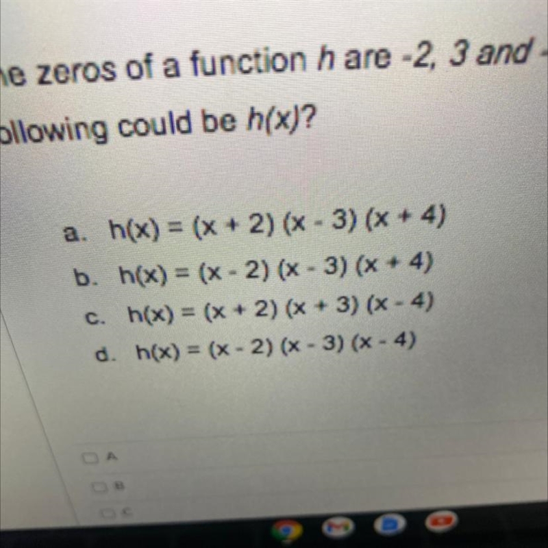 I WILL GIVE 50 POINTS TO THOSE WHO ANSWER THIS QUESTION RIGHT. The zeros of a function-example-1