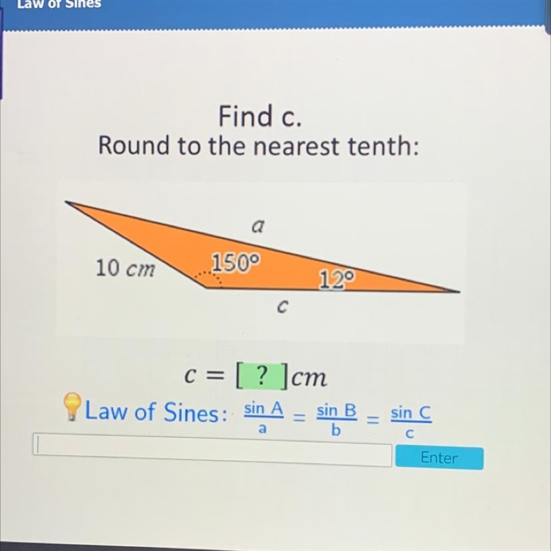 Find c. Round to the nearest tenth.-example-1