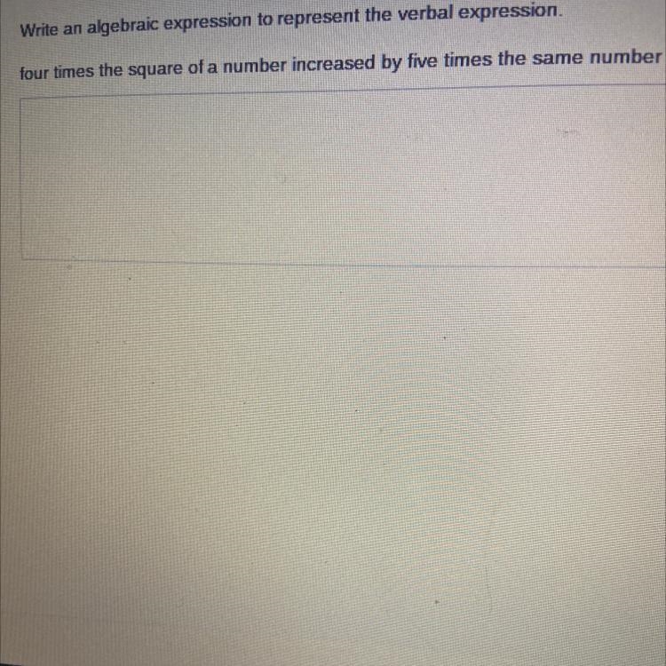 Need help ASAP Write an algebraic expression to represent the verbal expressions-example-1