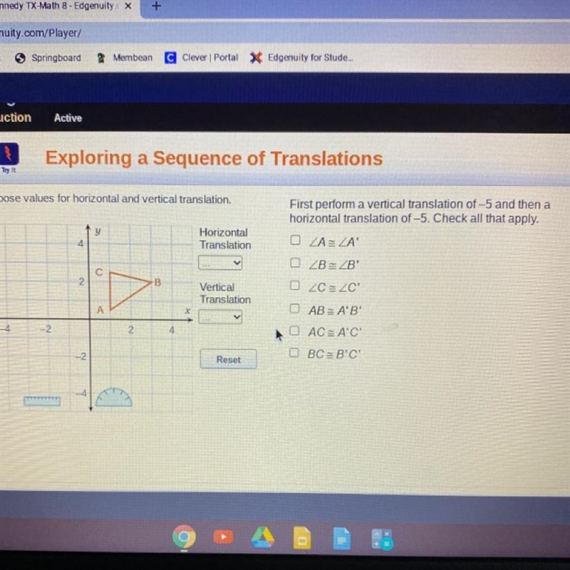 Choose values for horizontal and vertical translation First perform a vertical translation-example-1