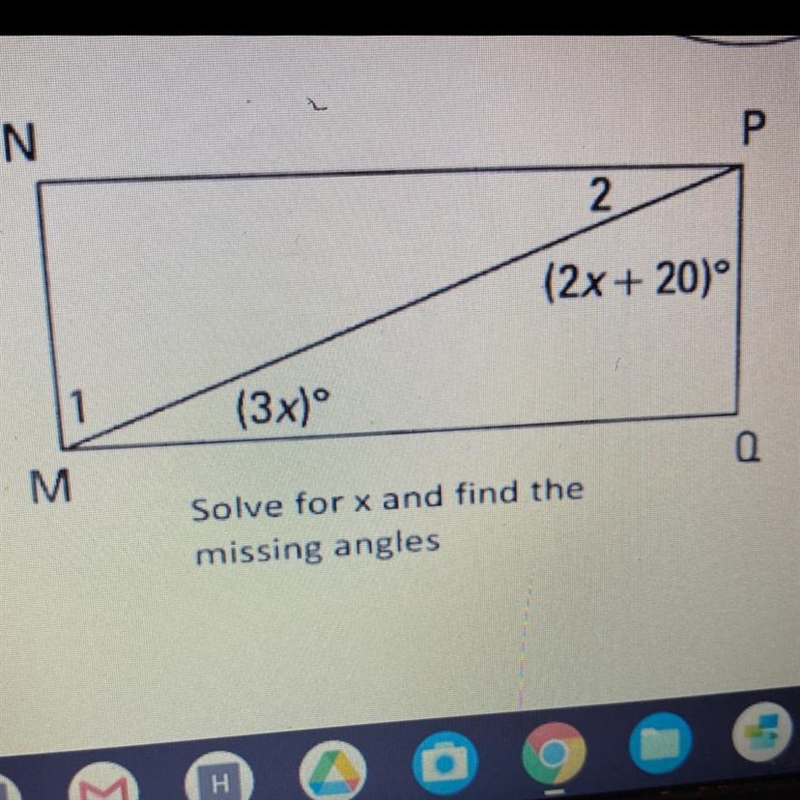 Solve for x and find the missing angles :)-example-1