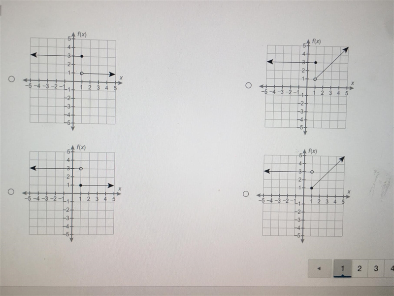 Which graph represents the function? f(x)={3ifx<1xifx≥1-example-1