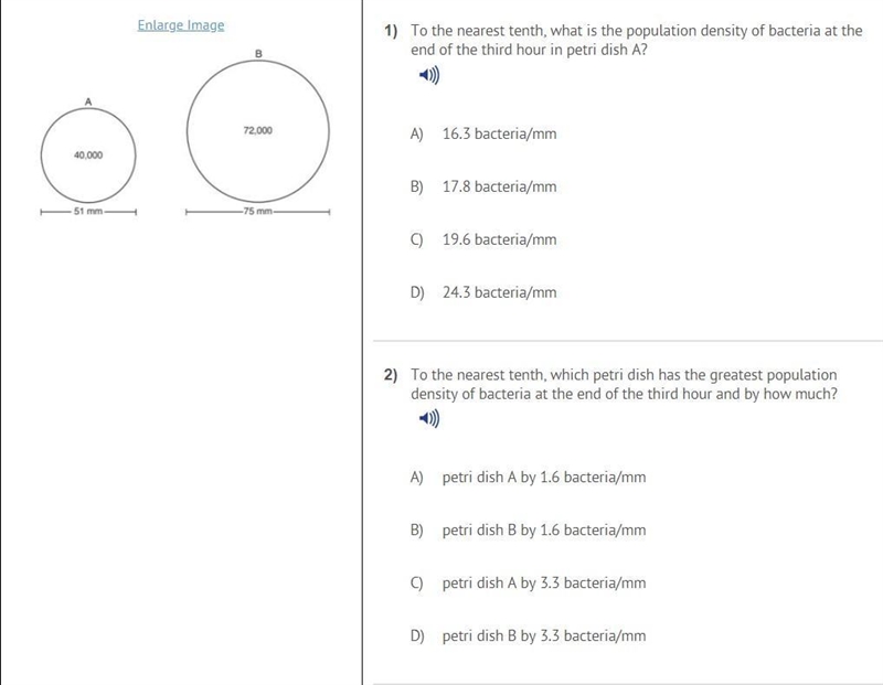 Plz help! Urgent! 1) To the nearest tenth, what is the population density of bacteria-example-1