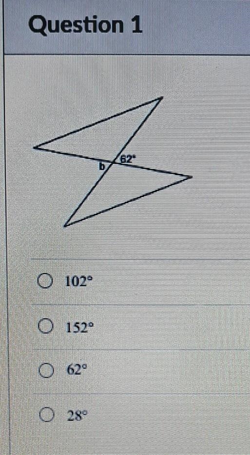 Help Which is the answer 102° 152° 62° 28°​-example-1