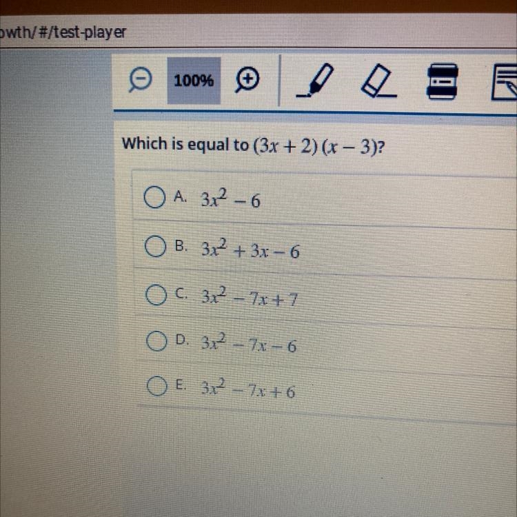 Which is equal to (3x + 2)(x – 3)? Please answer asappp-example-1