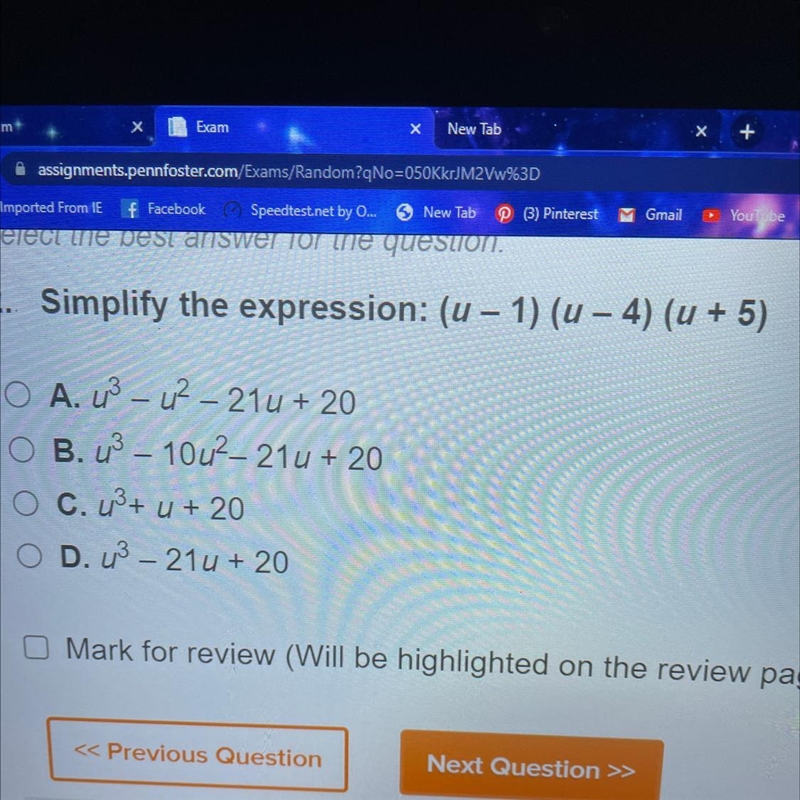 Simplify the expression (u-1)(u-4)(u+5)-example-1