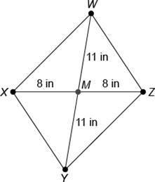 In the figure, WM = MY = 11 in, and XM = MZ = 8 in. Is quadrilateral WXYZ a parallelogram-example-1