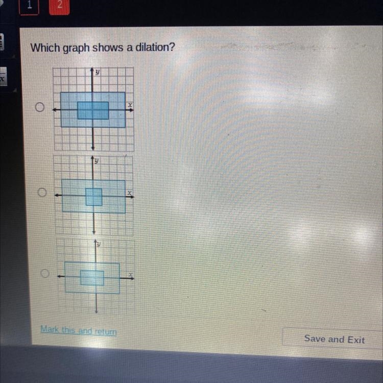 Which graph shows dilation?-example-1