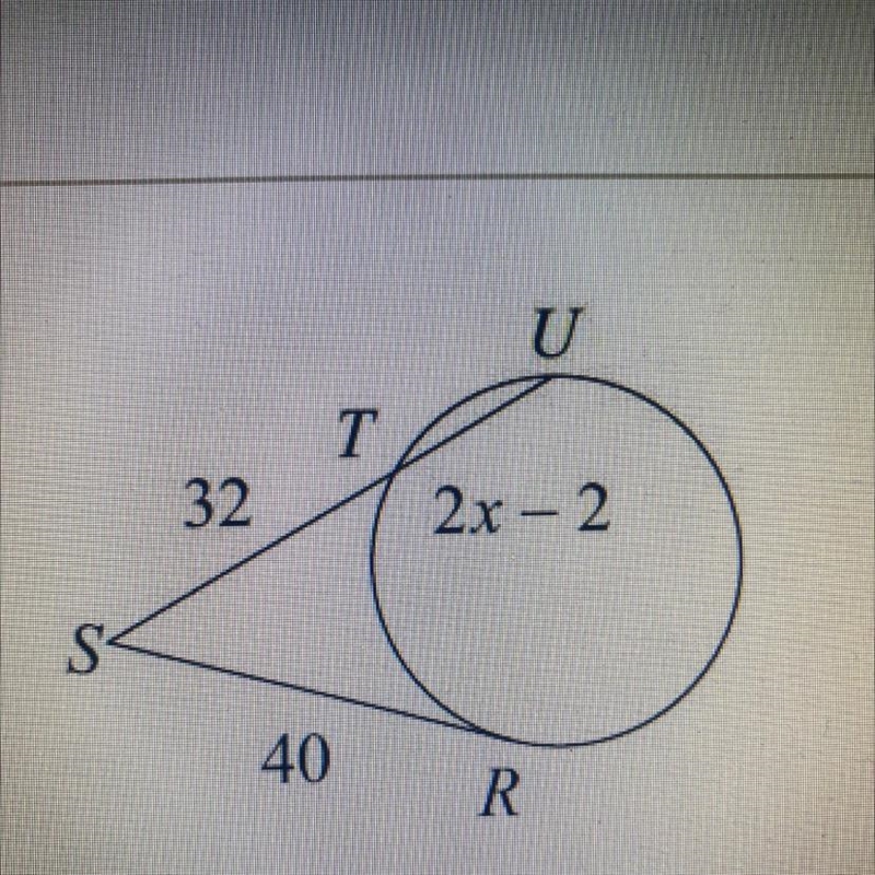 Find the measure of line segment TU. Assume that lines which appear to be tangent-example-1