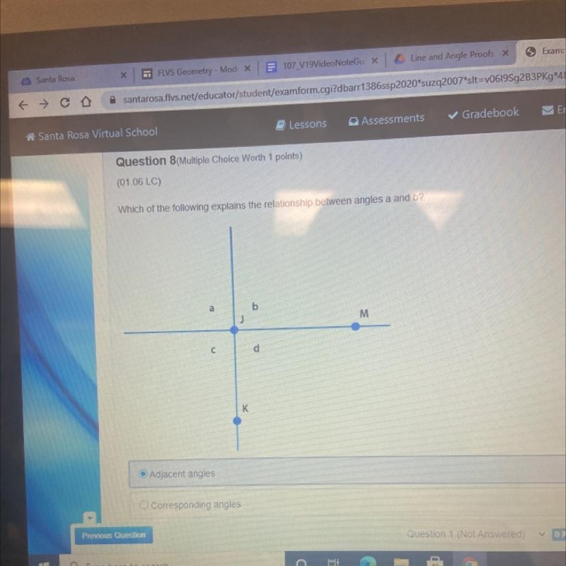 Which of the following explains the relationship between angles a and b-example-1