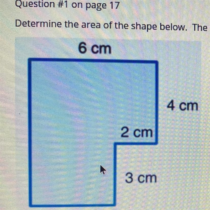 Determine the area of the shape below. The area is square centimeters. 6 cm 4 cm 2 cm-example-1