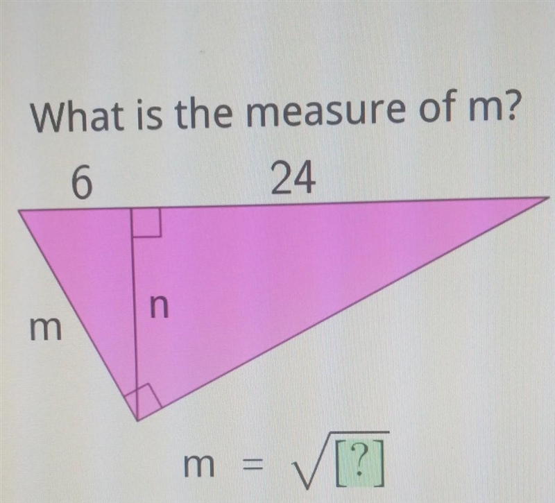 What is the measure of m? 6 24 m n​-example-1