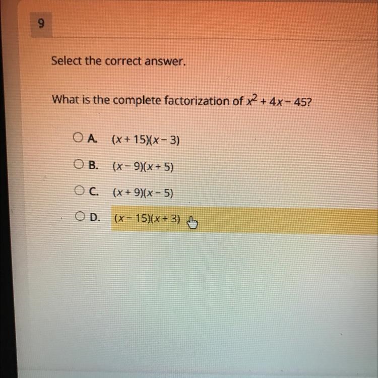 What is the complete factorization of x^2+4x-45-example-1