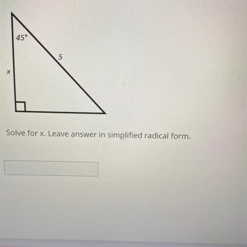 Solve for X. Leave answer in simplified radical form.-example-1