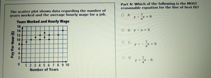 Which of the following is the MOST reasonable equation for the line of best fit?-example-1