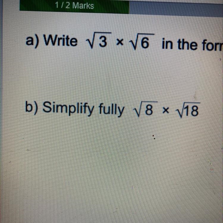 Need help with B Just simplifying surds please help!!!!!!-example-1