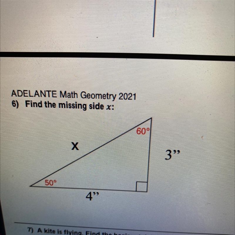 Find the missing side x:-example-1