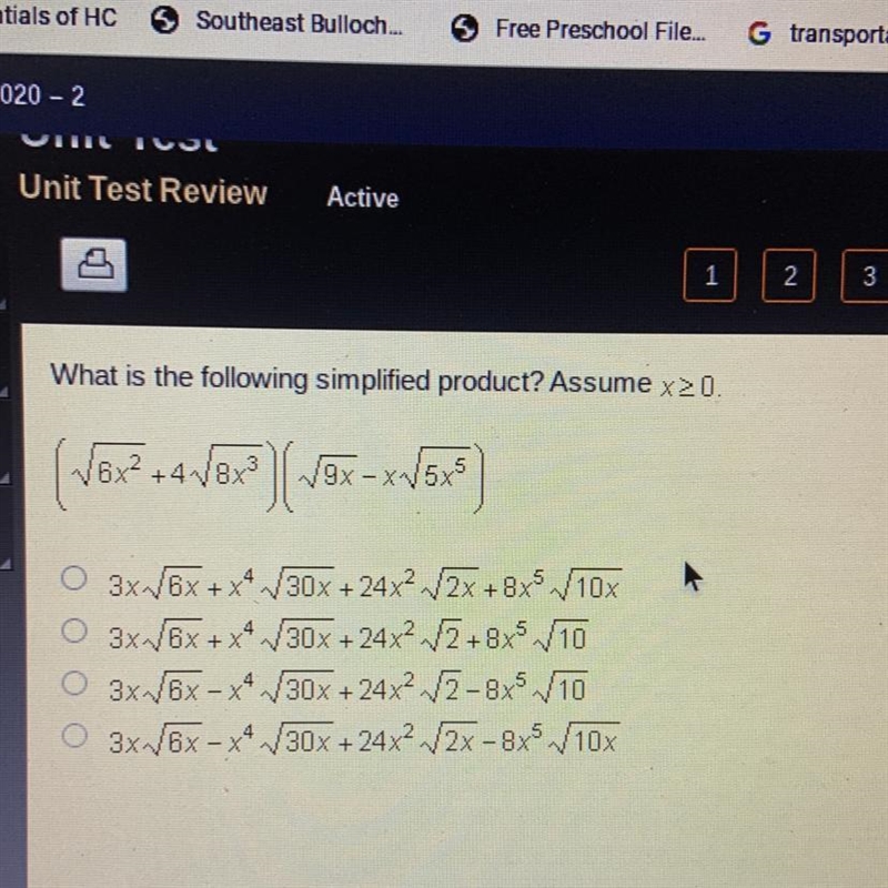 What is the following simplified product? Assume x >0. (Square root 6x^2 + 4 square-example-1