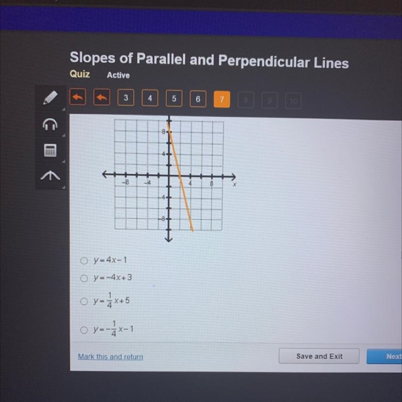 Which equation represents a line parallel to the line shown on the graph?-example-1