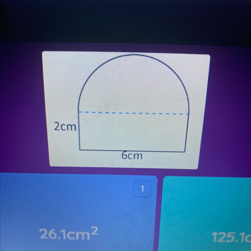 Find the area of the compound shape. use 3.14 for pi. 1. 26.1cm square 2 2. 125.1cm-example-1