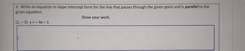 3. Write an equation in slope-intercept form for the line that passes through the-example-1