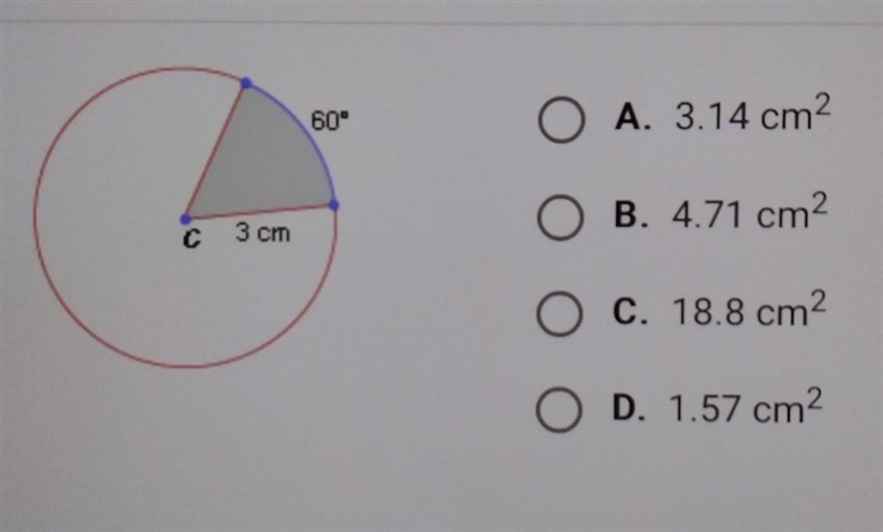 What is the approximate area of the shaded sector in the circle shown below?​-example-1