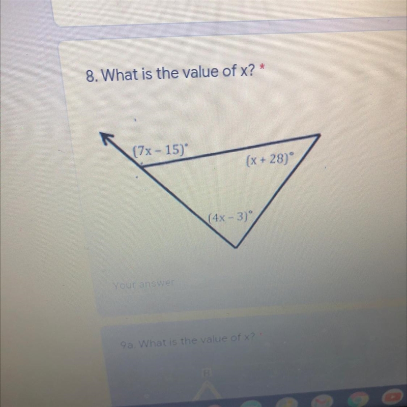 8. What is the value of x? Pls show work thank you-example-1