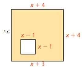 Geometry The figures below are squares. Find an expression for the area of each shaded-example-1